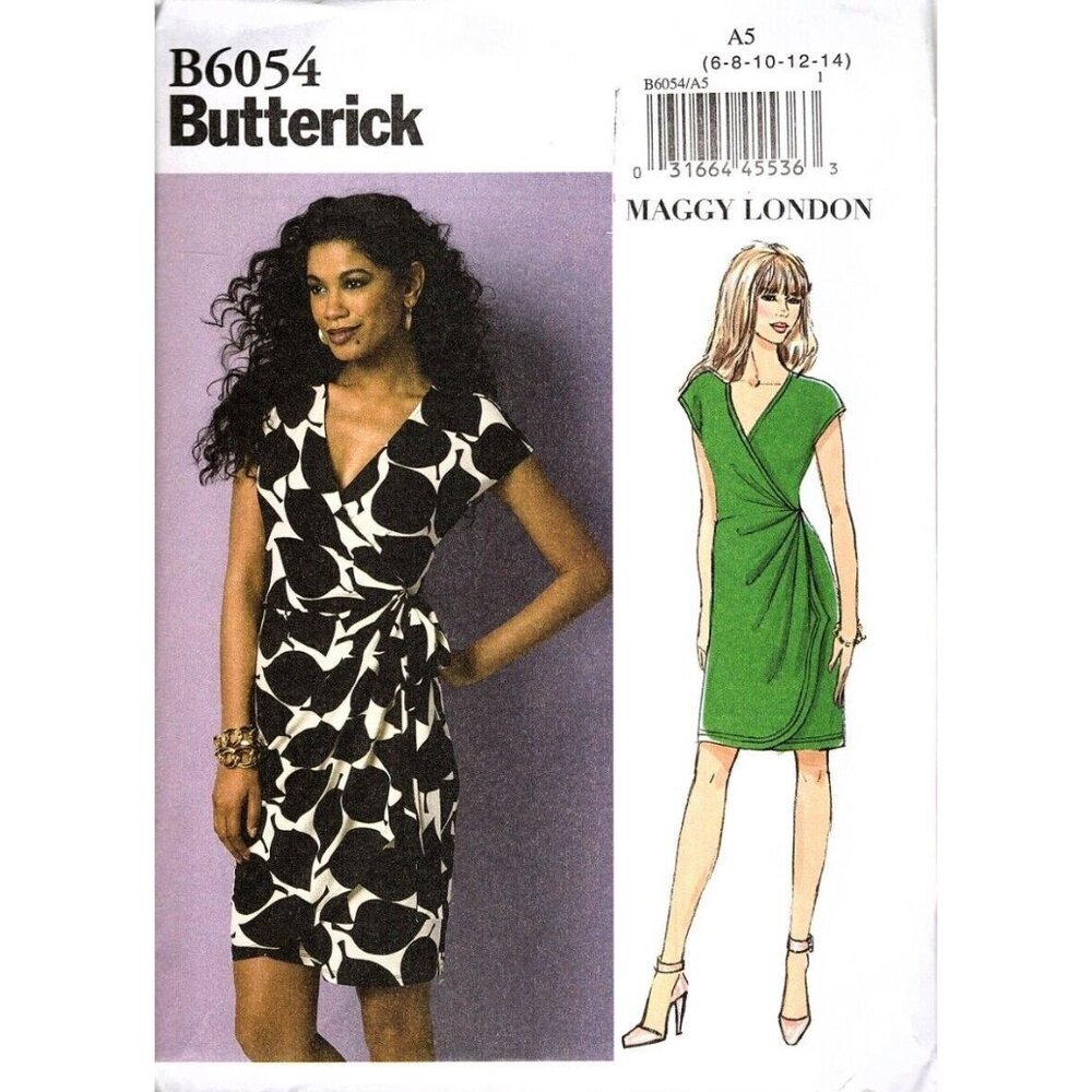 Butterick B6054 Misses 6 to 14 Maggy London Wrap Dress UNCUT Sewing Pattern